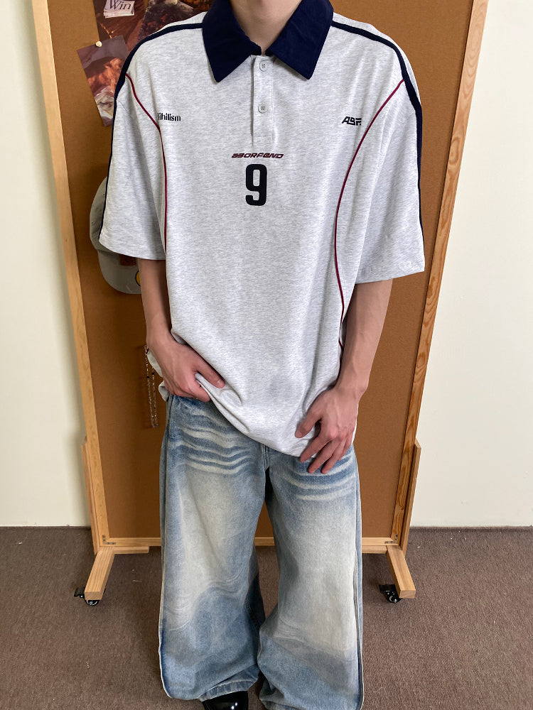 Men's Oversized Sporty Polo T-Shirt