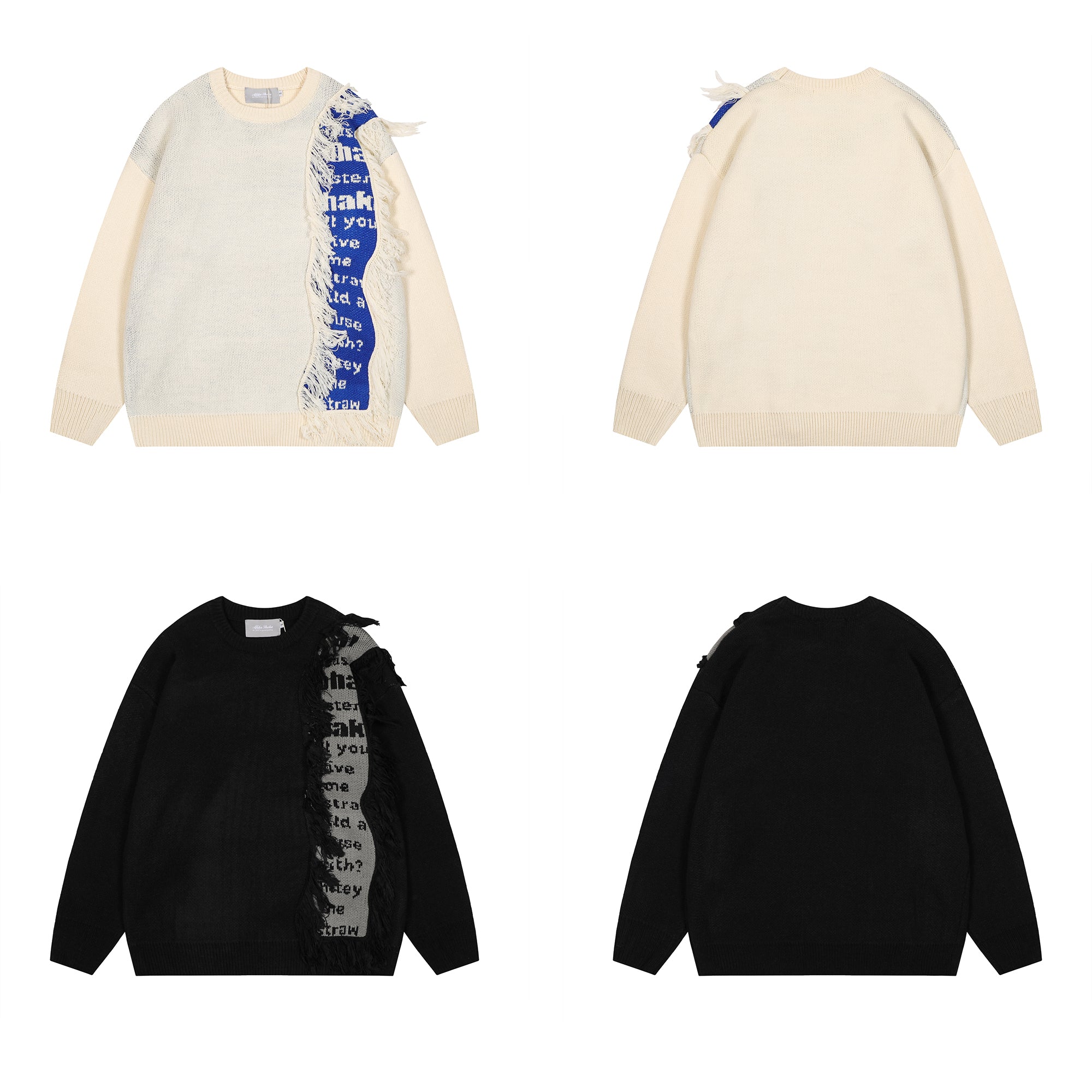 Tassel Groove | Textured Patchwork Sweater - Santo