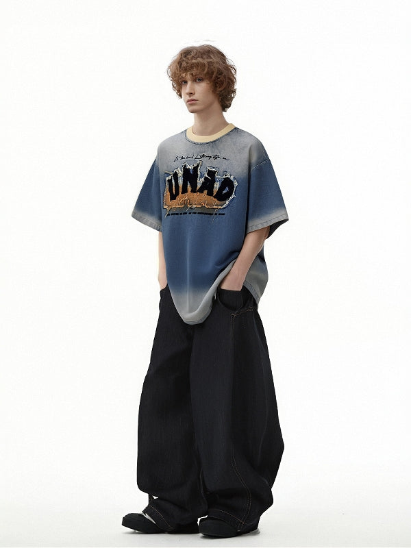 Men's Oversized Blue T-Shirt | Acid Wash