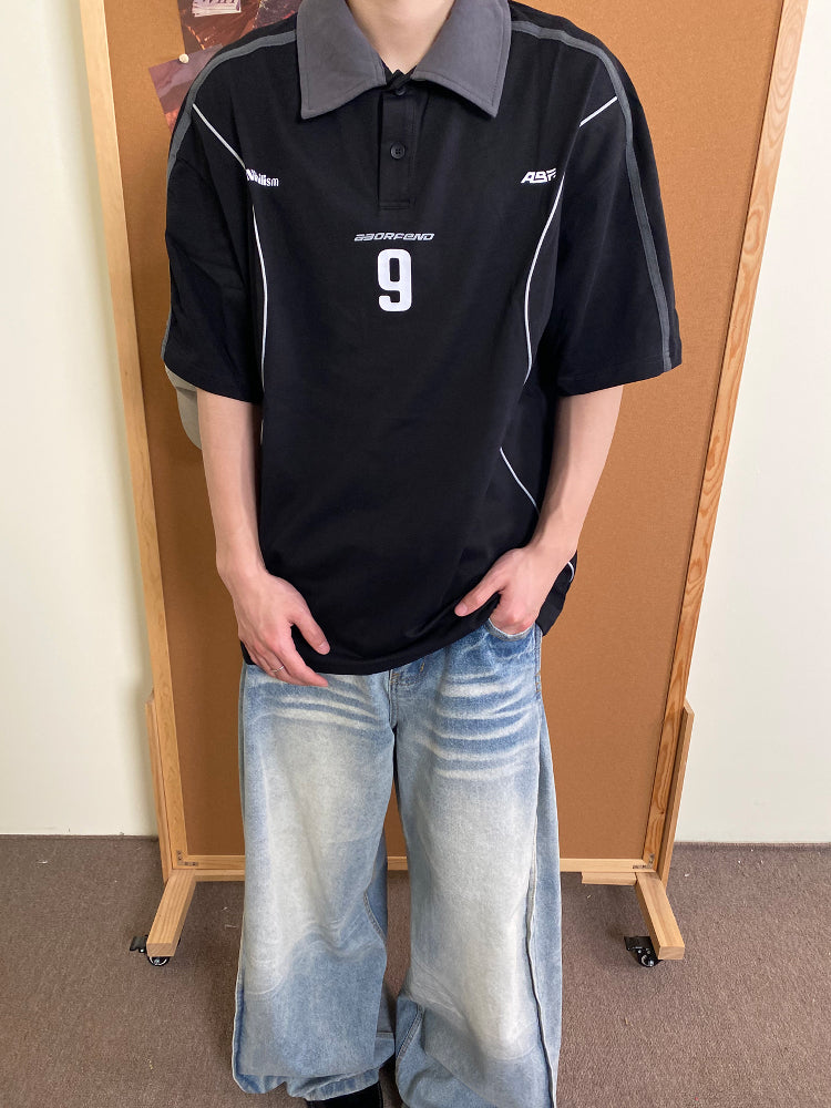 Men's Oversized Sporty Polo T-Shirt