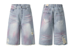 Pink Spray | Washed Denim Shorts - Santo