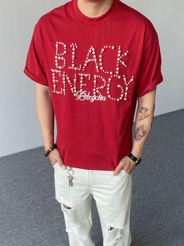 Men's Pearl Studded Cotton T-Shirt