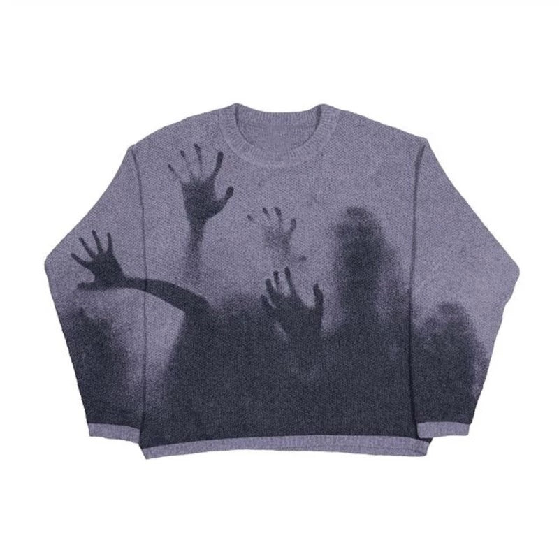 Fading Shadows | Haunted Graphic Knit Sweater - Santo
