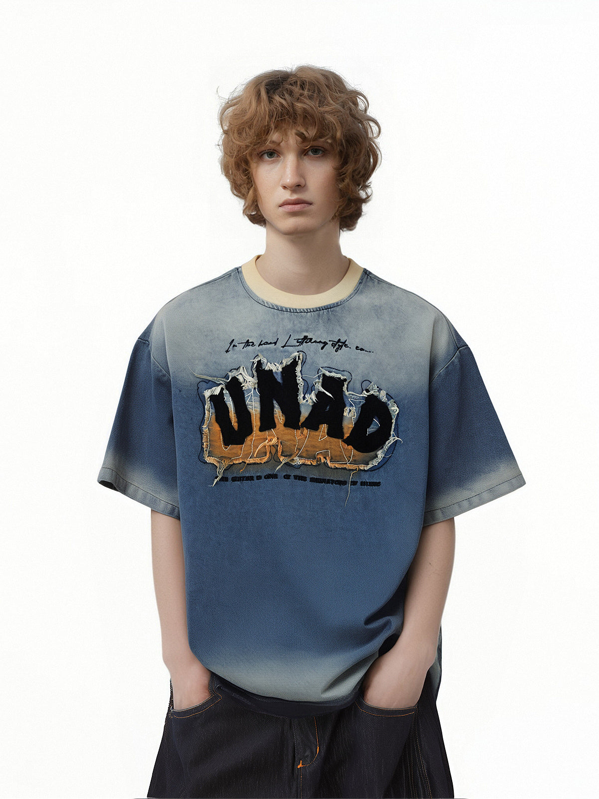 Men's Oversized Blue T-Shirt | Acid Wash