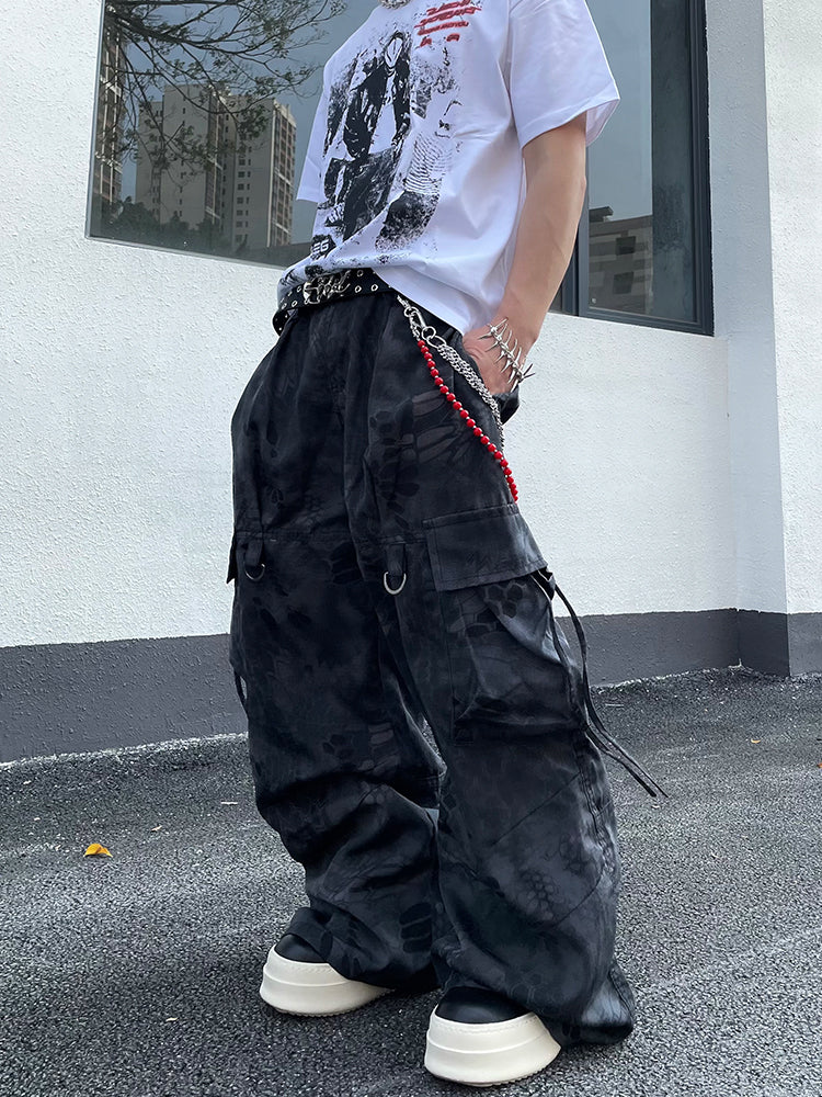 Men's Oversized Cargo Trousers | Camo Print