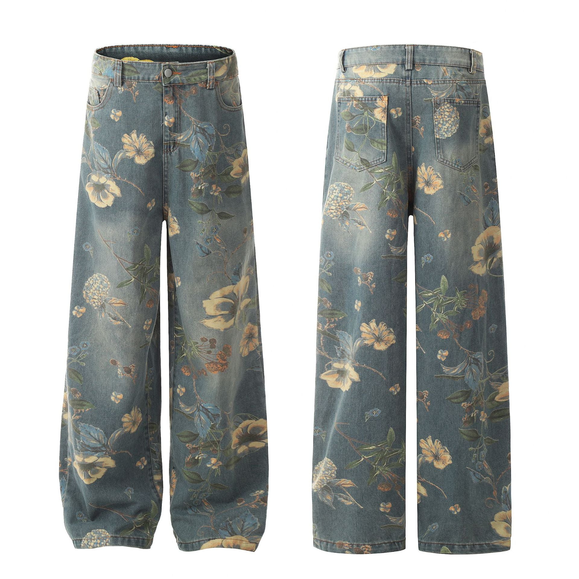 Bouton | Jean à boutons métalliques style streetwear américain