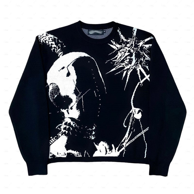 Spiked Vision | Abstract Graphic Knit Sweater - Santo