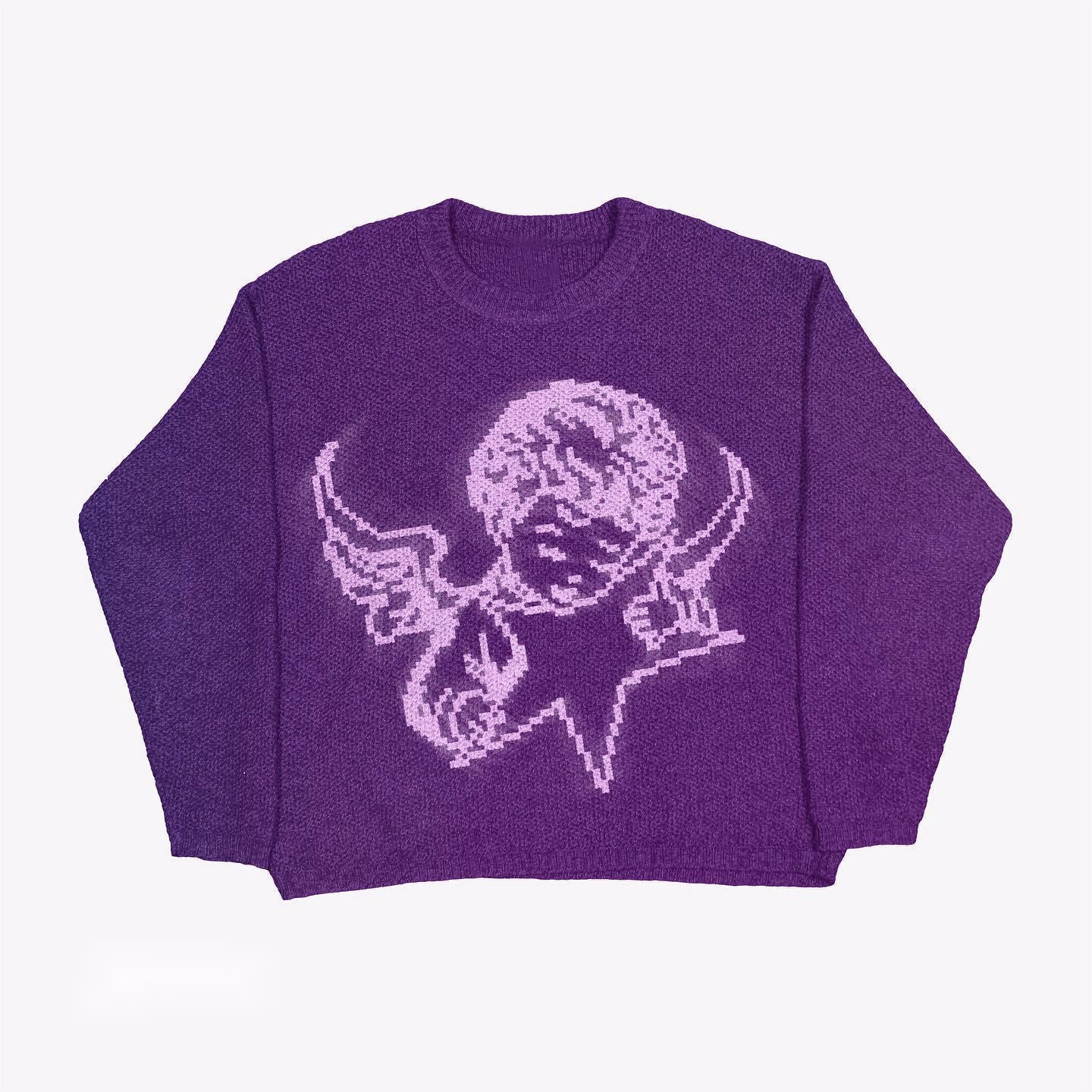 Cherubic Star | Angelic Graphic Knit Sweater - Santo