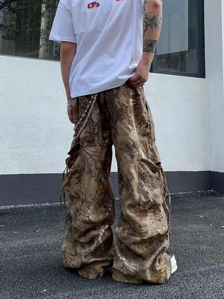 Men's Oversized Cargo Trousers | Camo Print