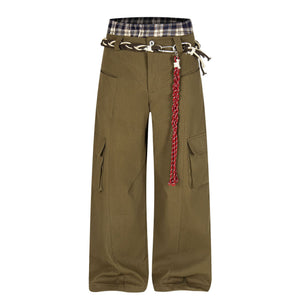 Plaid Waist Detail | Cargo Pants - Santo