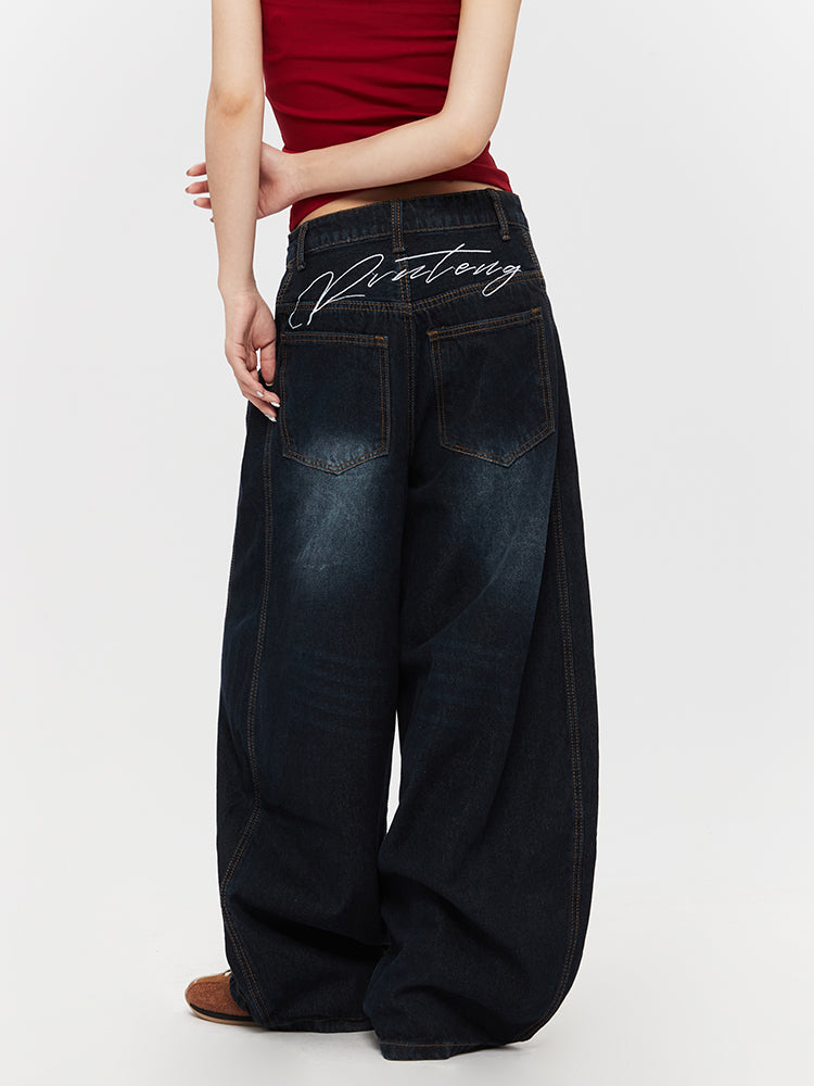 Unisex Faded Oversized Balloon Jeans