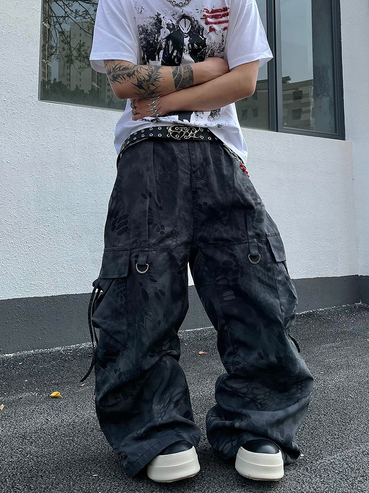 Men's Oversized Cargo Trousers | Camo Print