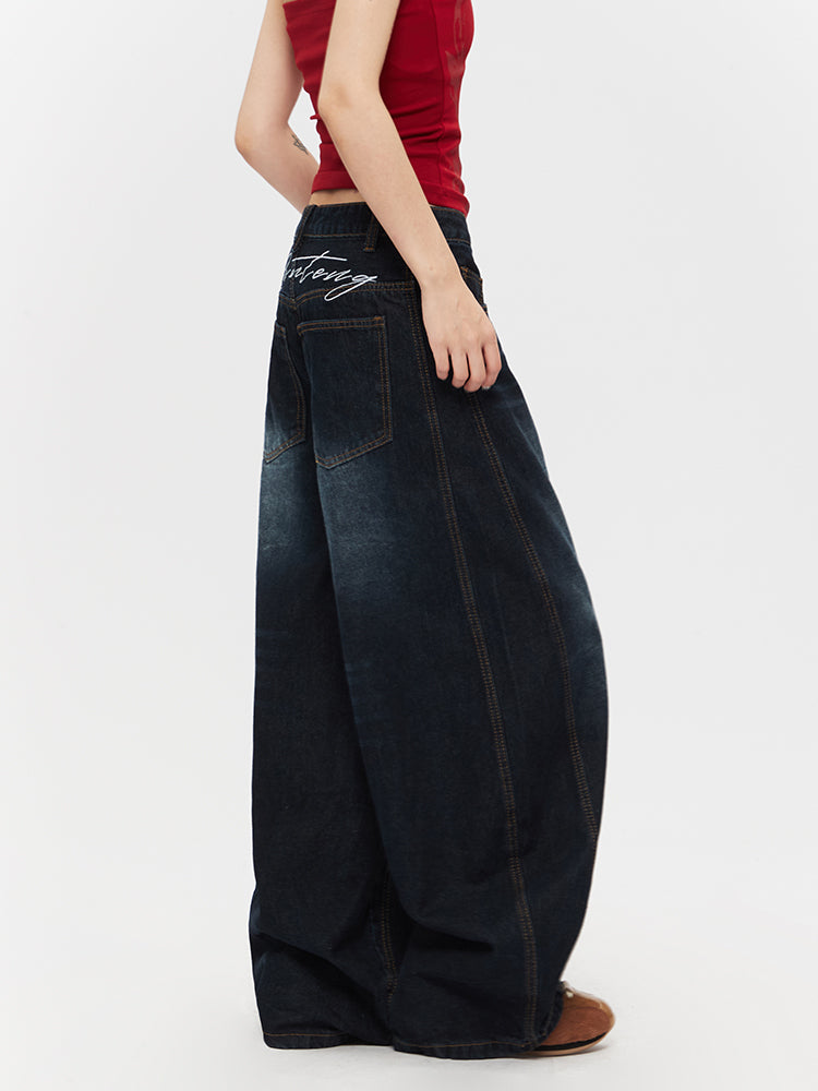 Unisex Faded Oversized Balloon Jeans