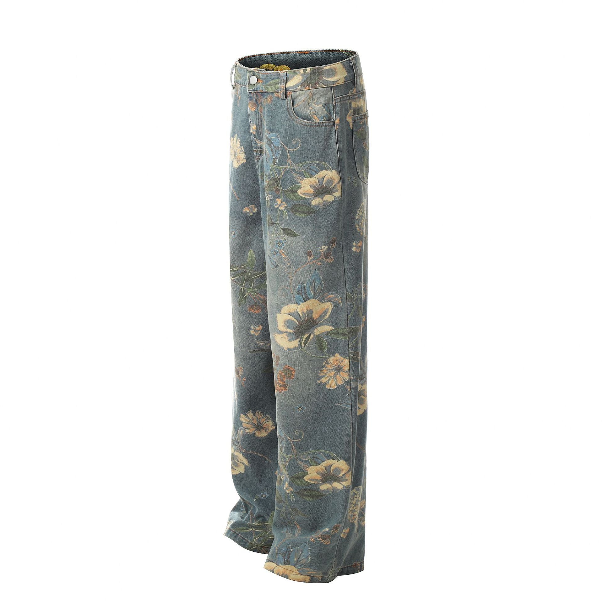 Bouton | Jean à boutons métalliques style streetwear américain