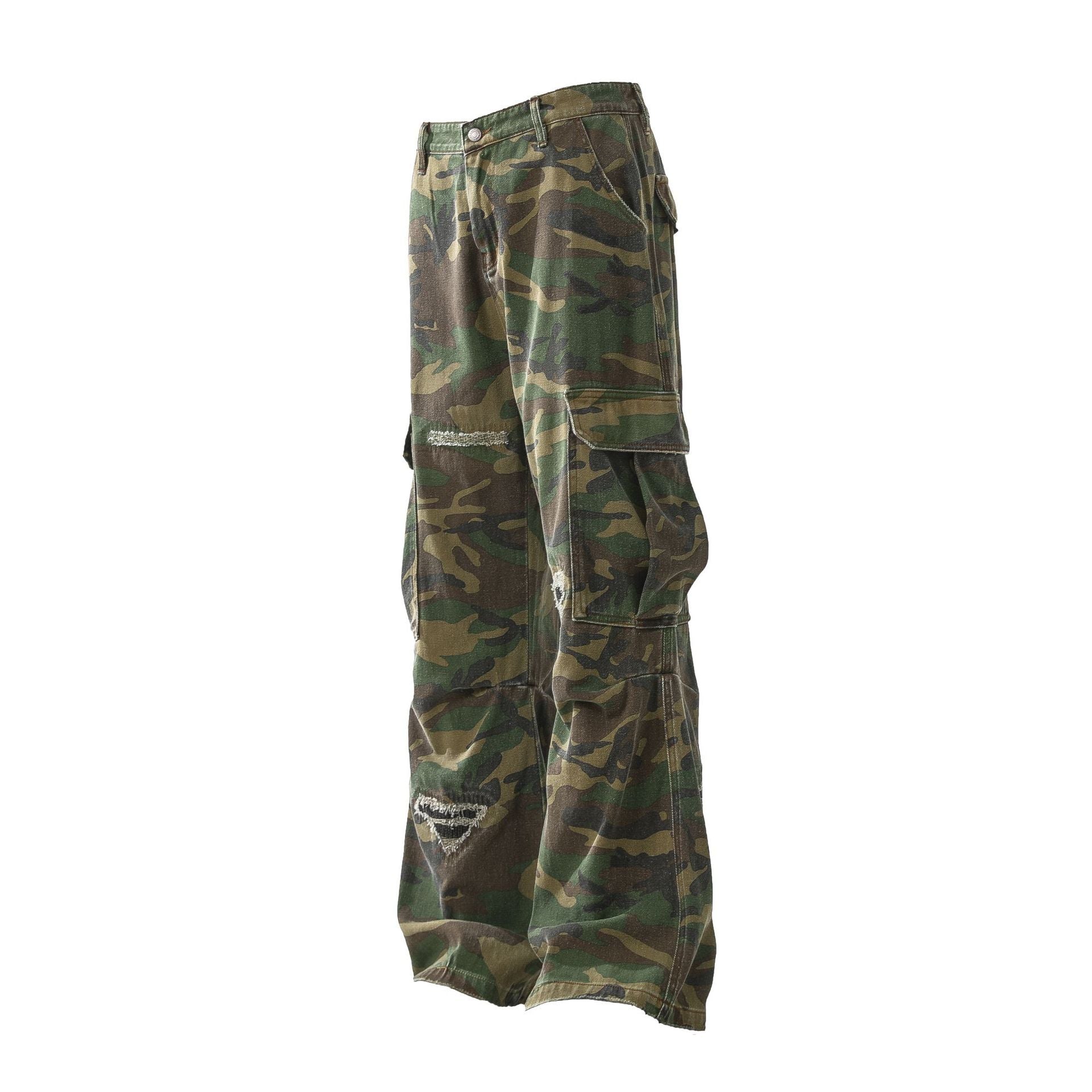 Ripped Camouflage Flared | Cargo Pants - Santo