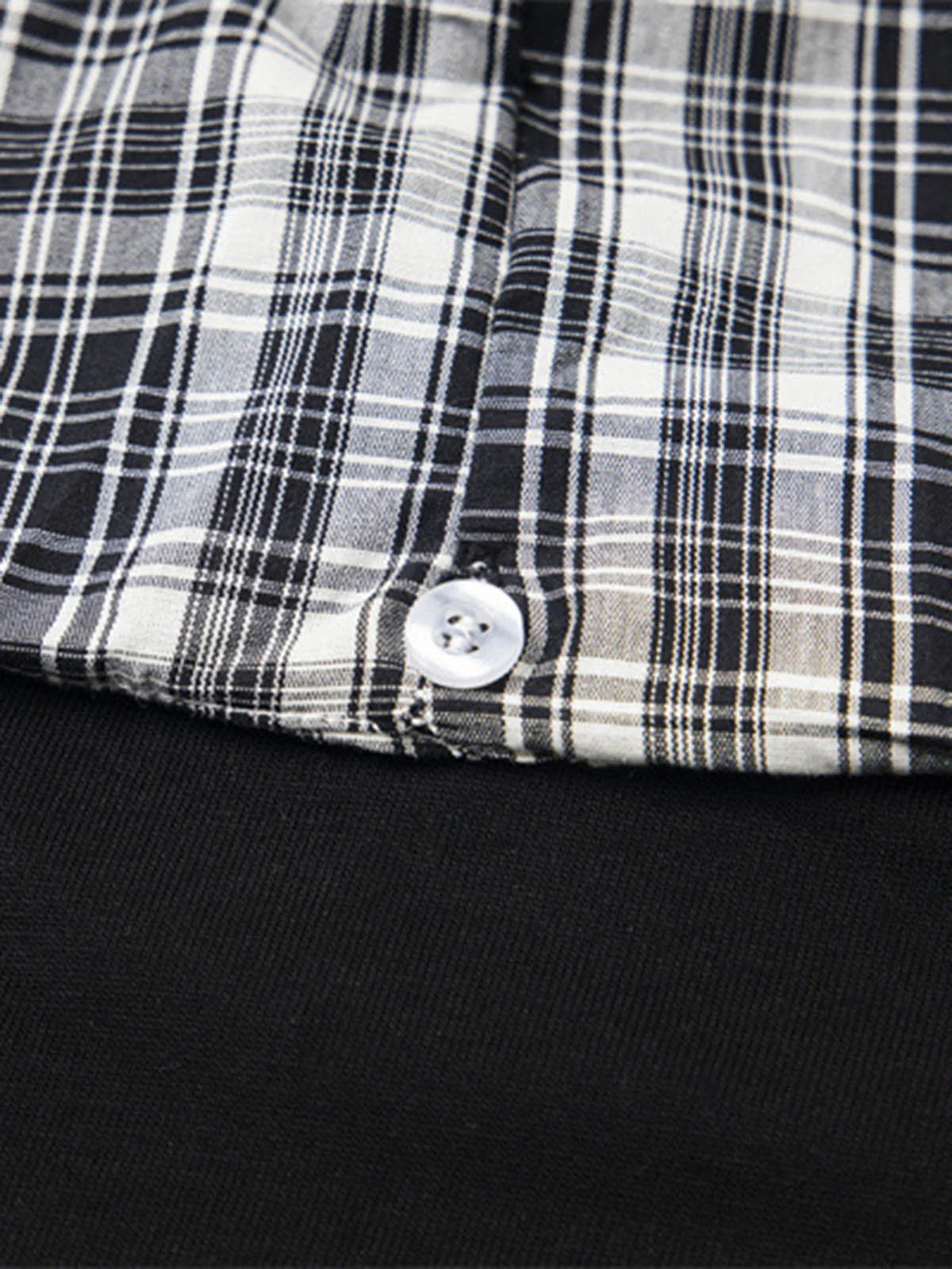 Detachable Badge | Hooded Plaid Cape T-shirt
