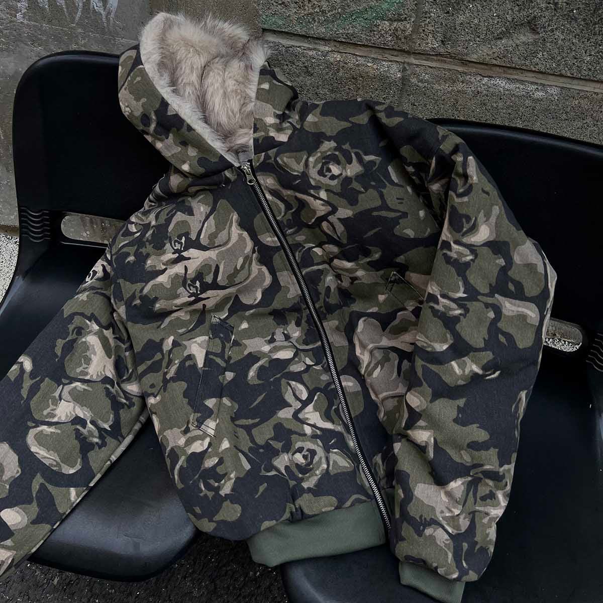 Camouflage Fur | Hooded Jacket - Santo