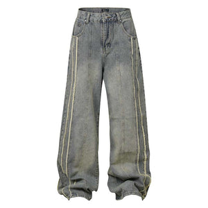 Washed Distressed Raw Edge | Baggy Jeans - Santo