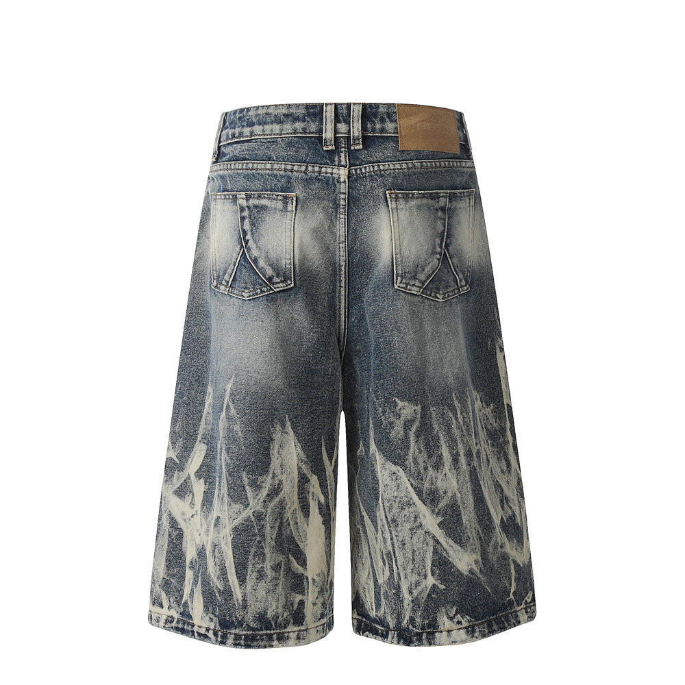 Bleached Denim | Distressed Wide-Leg Shorts