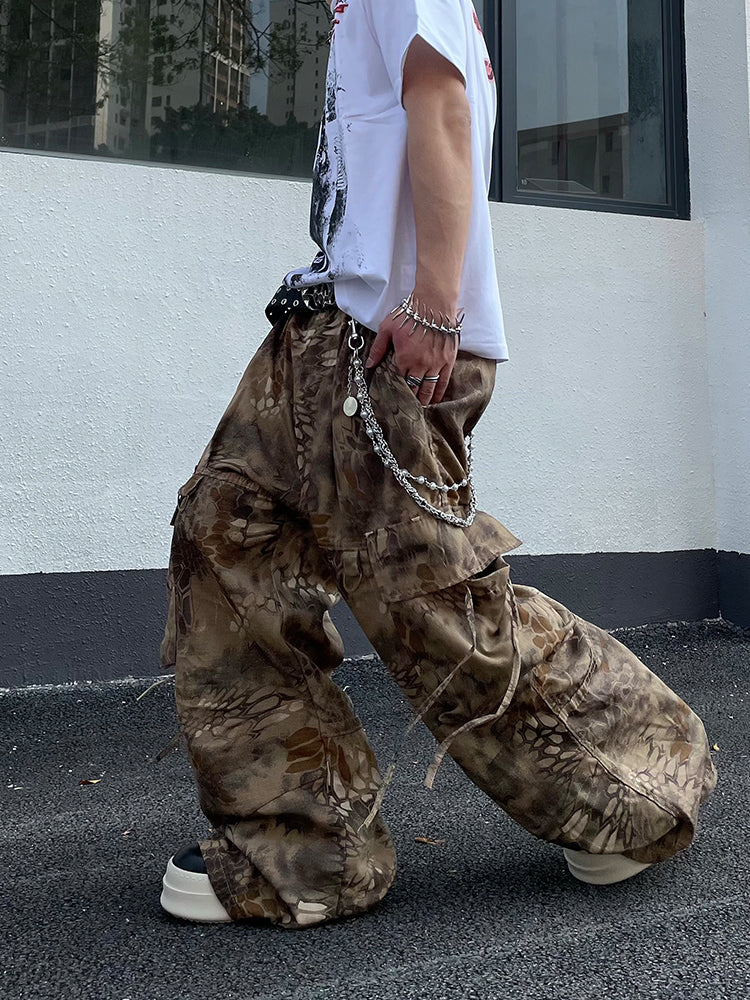 Men's Oversized Cargo Trousers | Camo Print