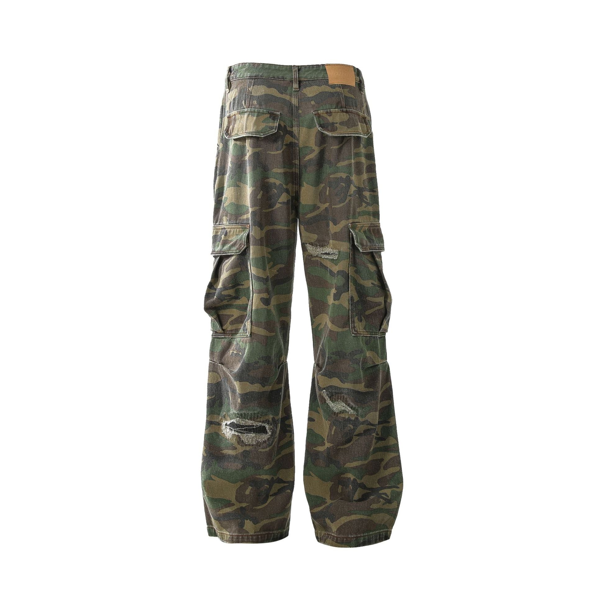 Ripped Camouflage Flared | Cargo Pants - Santo