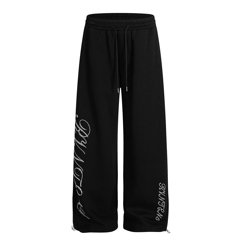 Goth Letter Rhinestone | Drawstring Sweatpants