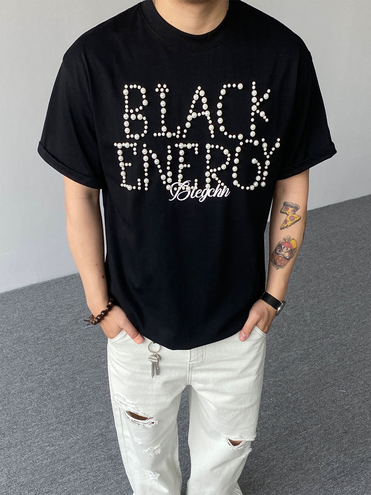 Men's Pearl Studded Cotton T-Shirt