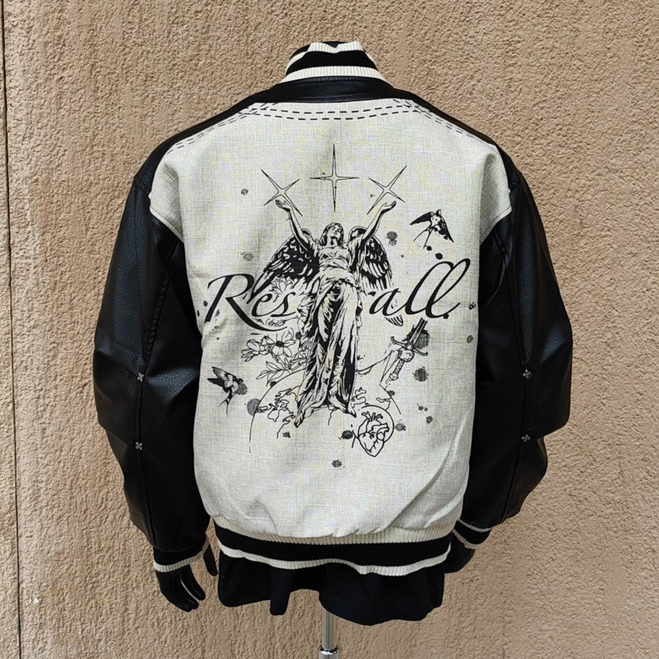 Street Art Graffiti | Leather Bomber Jacket - Santo