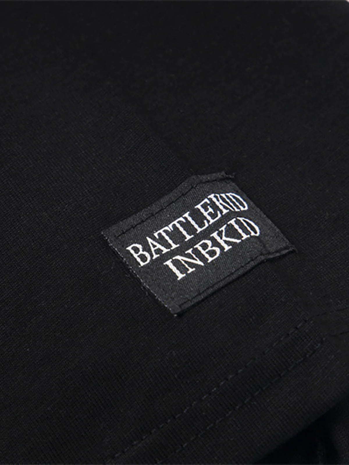 Detachable Badge | Hooded Plaid Cape T-shirt