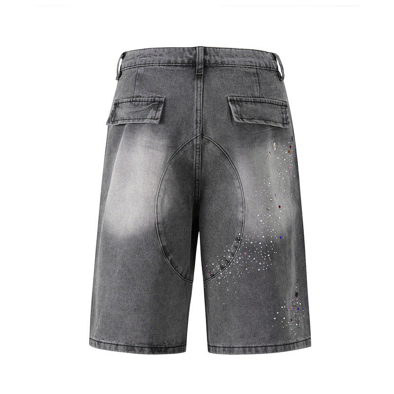 Starry Washed Rhinestone | Denim Shorts - Santo