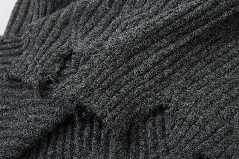 Knitted Distressed Diamond Pattern | Raw Edge Sweater