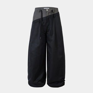Men's Wide-Legged Black Trousers - Santo