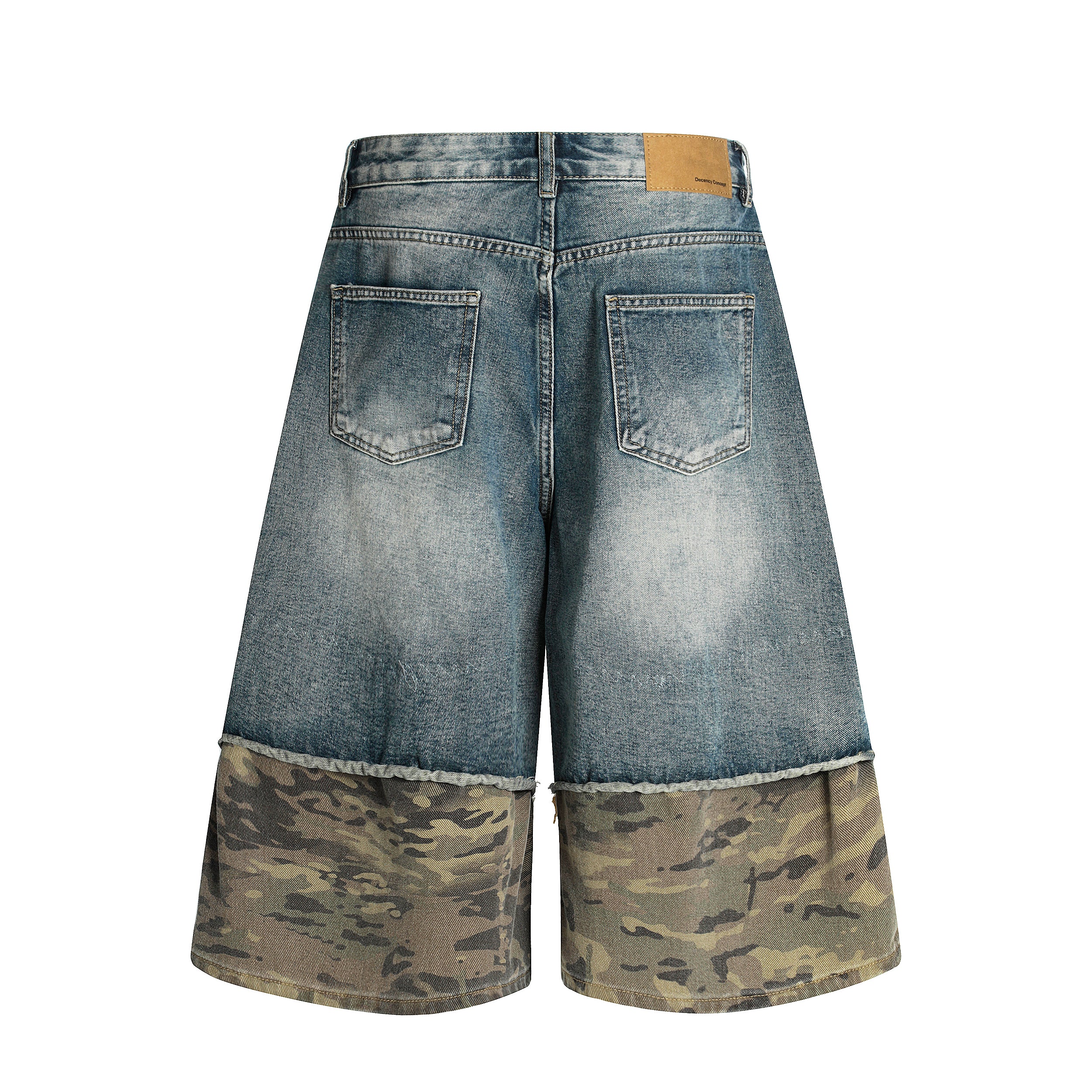 Unisex Wide-Legged Patchwork Shorts | Distressed Denim