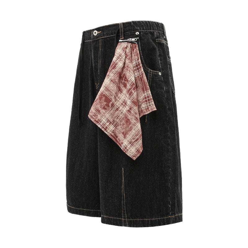 Denim Shorts | Bandana Detail Wide-Leg Style