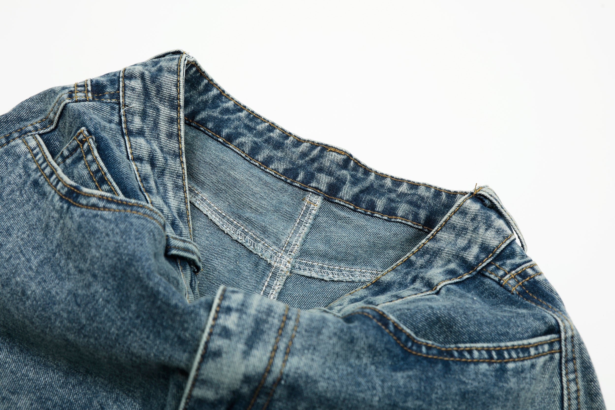 Star Stitching Washed | Wide Jeans - Santo