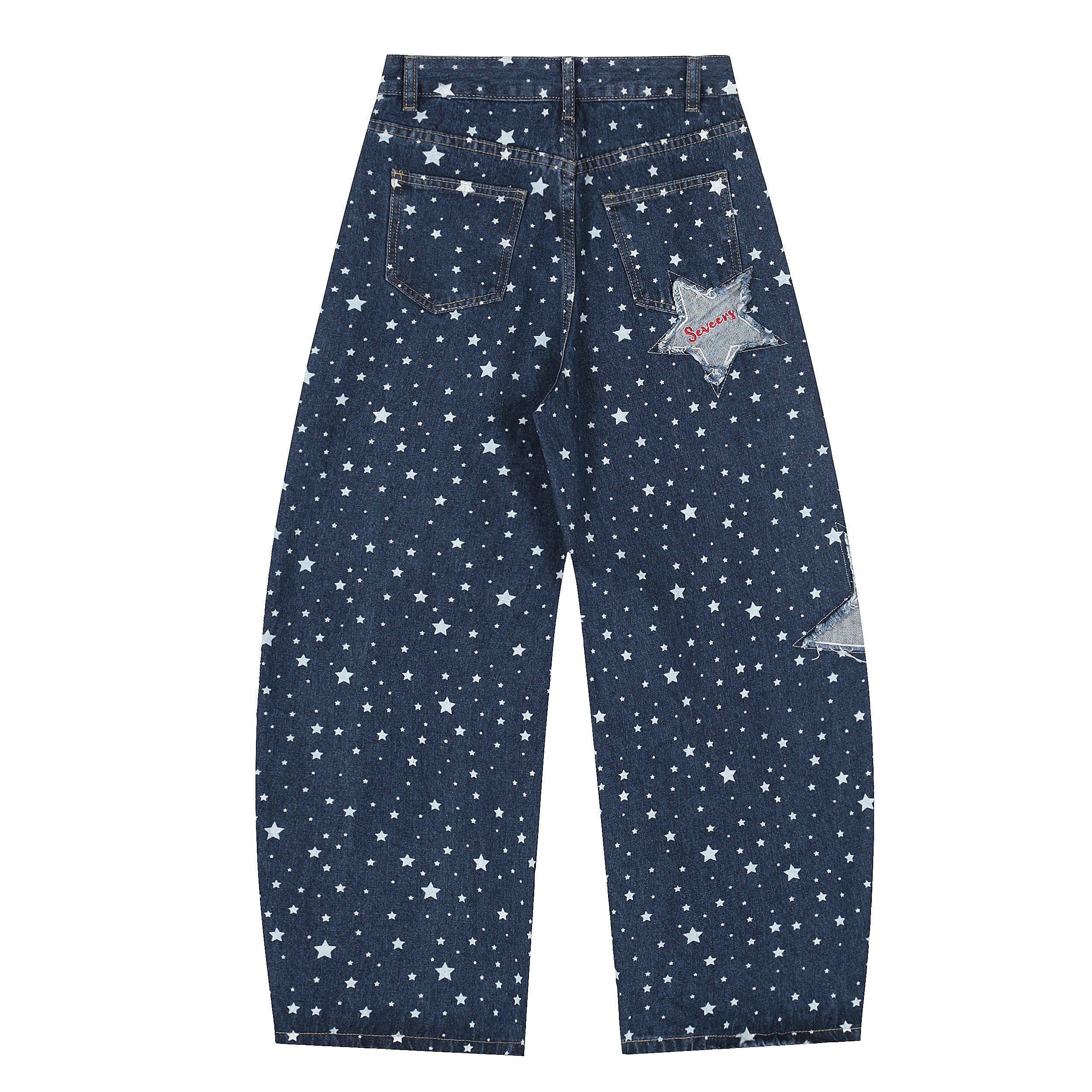 Seventy Star | All-Over Star Print Jeans with Applique