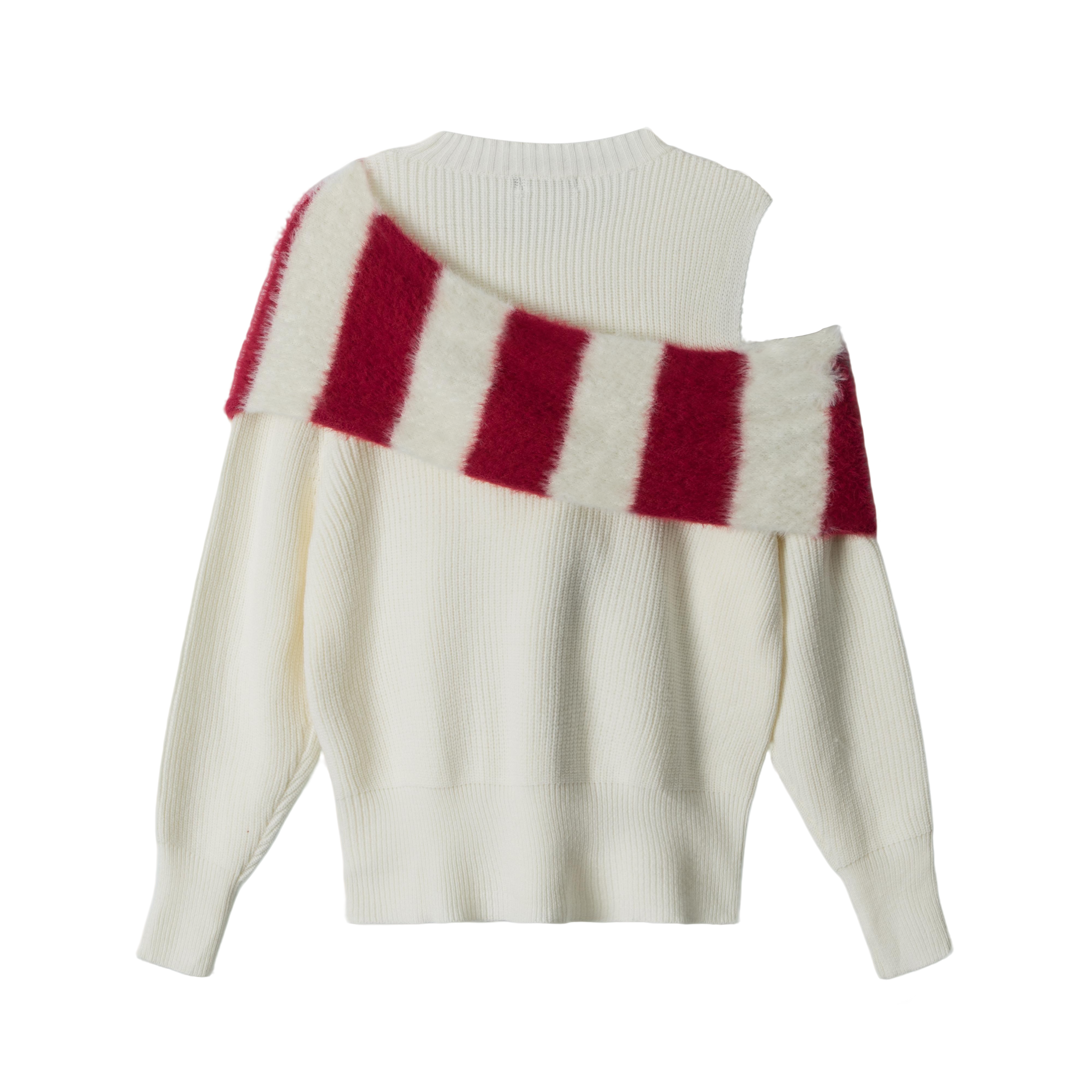 Star Stripe | One-Shoulder Knit Sweater with Scarf