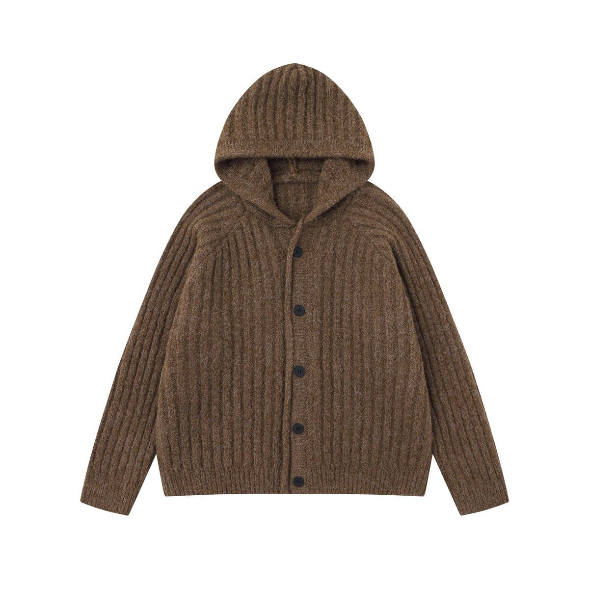 COZY LINE | Ribbed Knit Button Hoodie