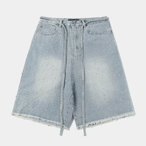 Rhinestone Frayed | Denim Shorts - Santo