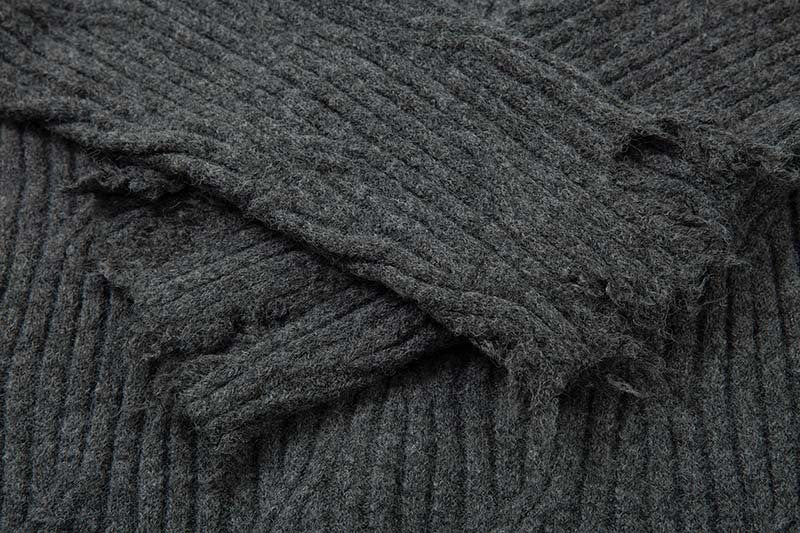 Knitted Distressed Diamond Pattern | Raw Edge Sweater