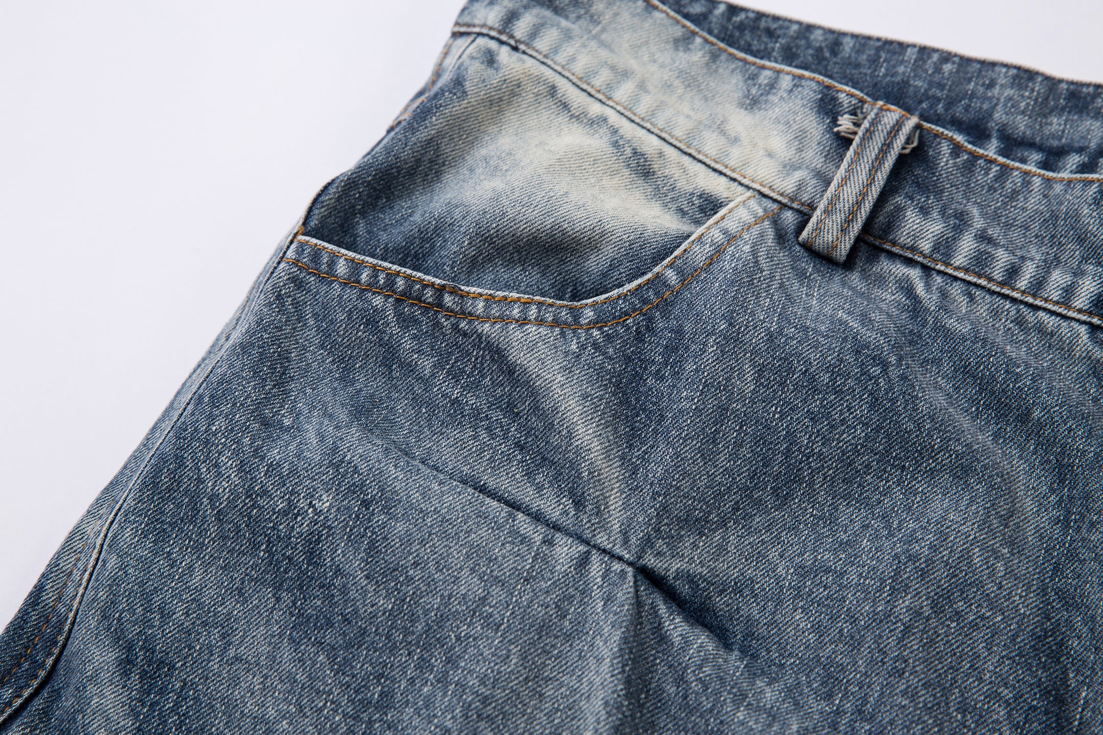 Washed Grid Pleat | Denim Jeans