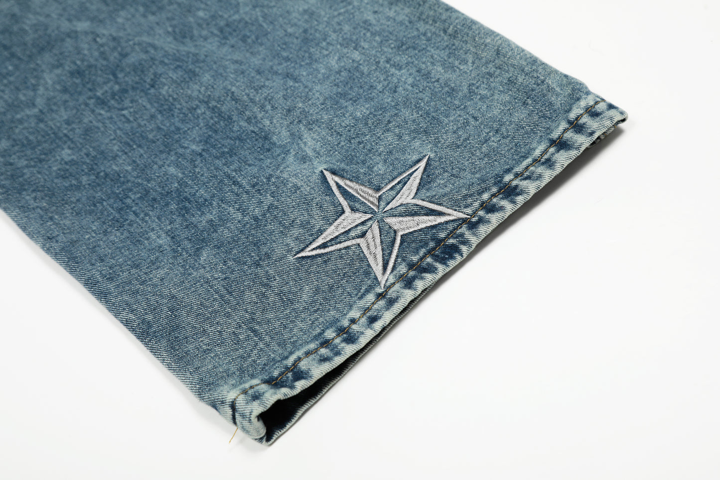 Star Stitching Washed | Wide Jeans - Santo