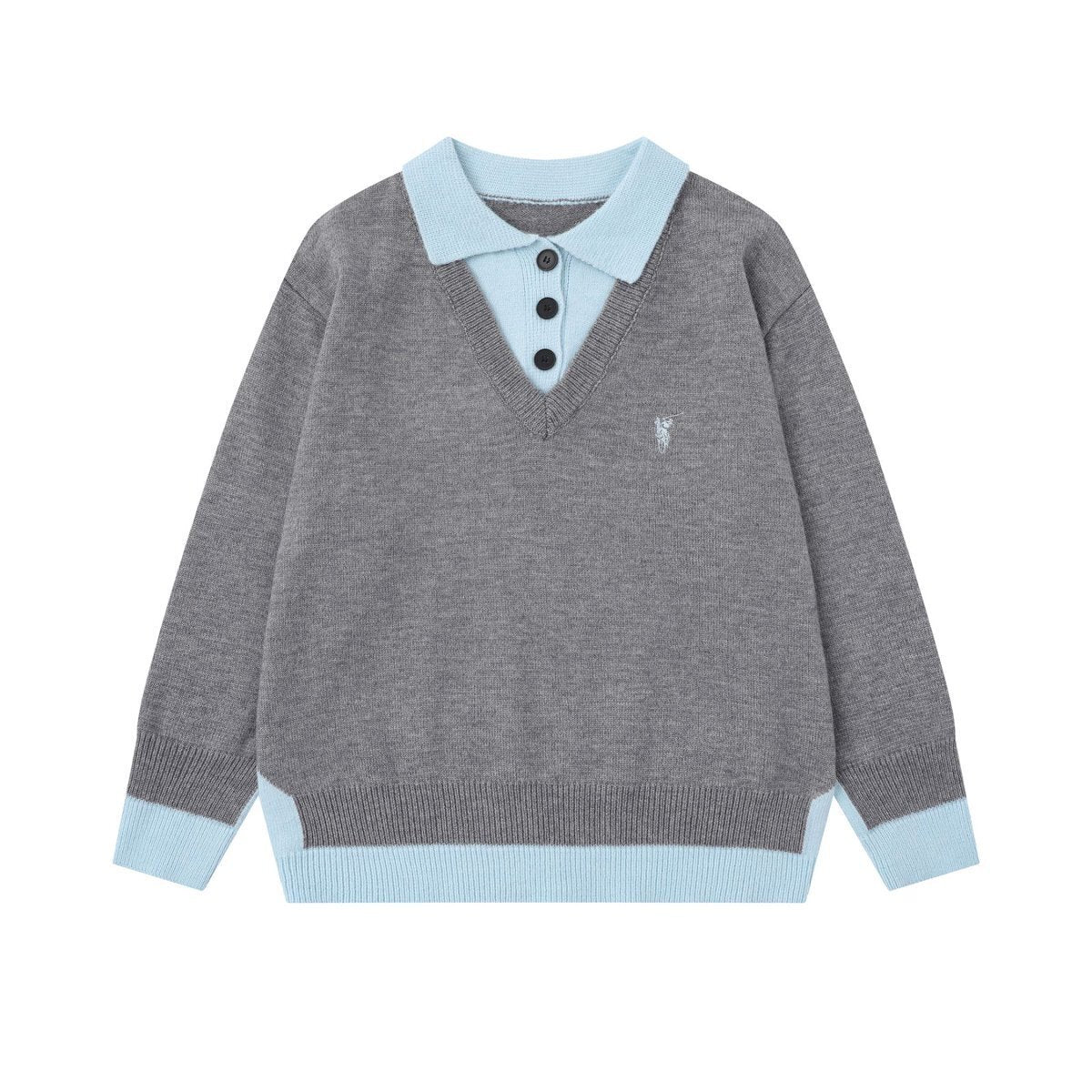 Classic Line | Contrast Collar Knit Polo Sweater