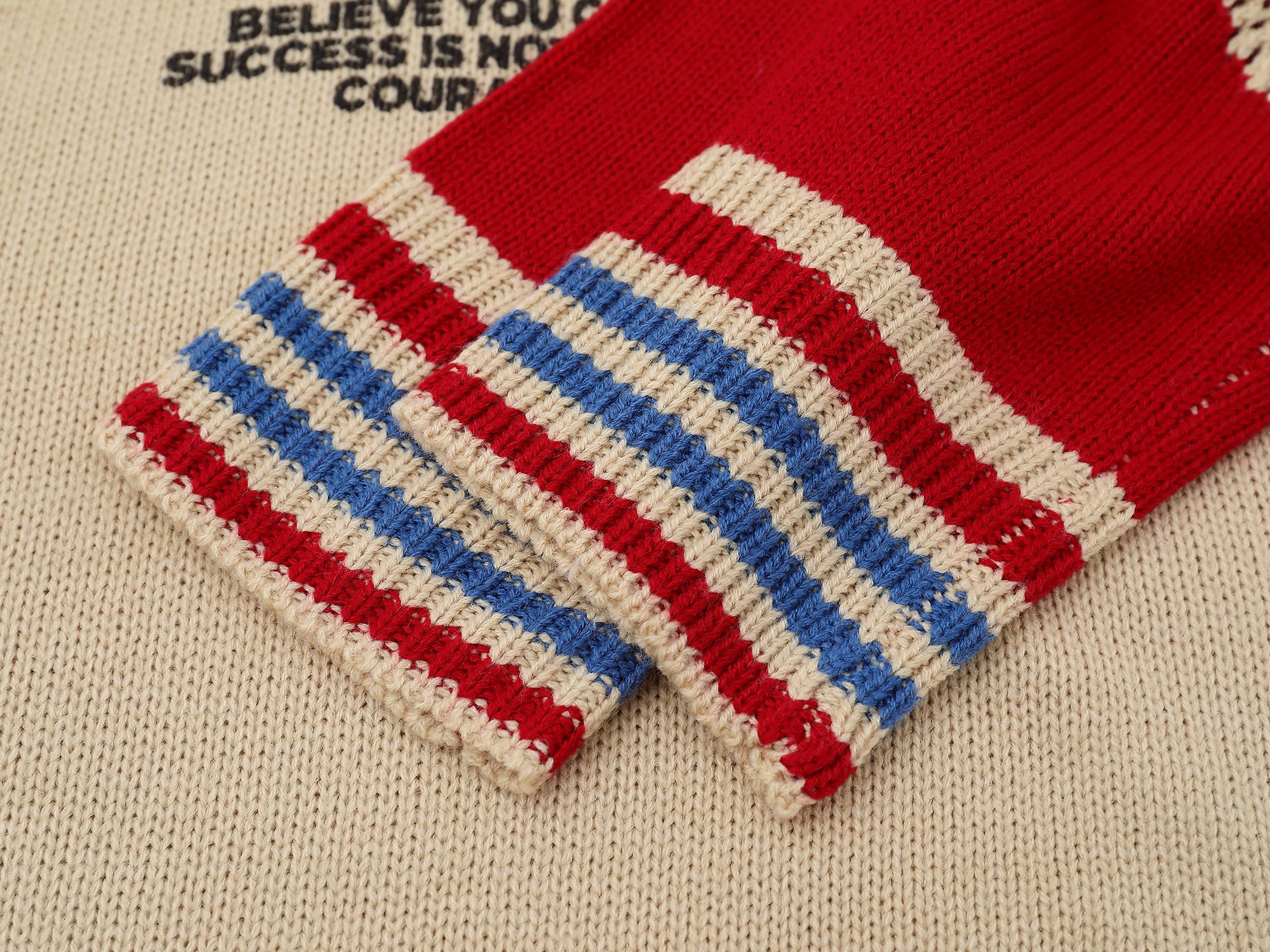 Graphic Script | Mesh-Sleeve Raglan Knit Pullover