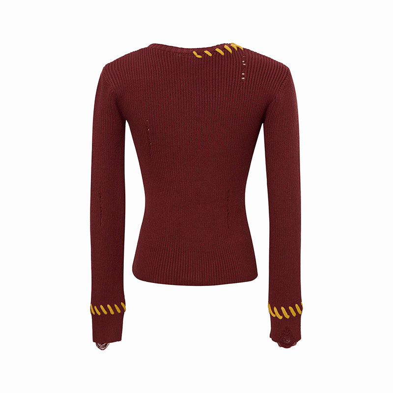 Varsity Twist | Zip-Up Ribbed Knit Cardigan