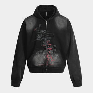 Spray Paint Print | Zip Up Hoodie - Santo