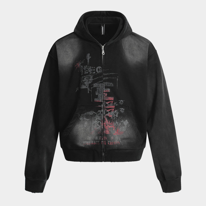 Grunge Street Print | Zip Up Hoodie
