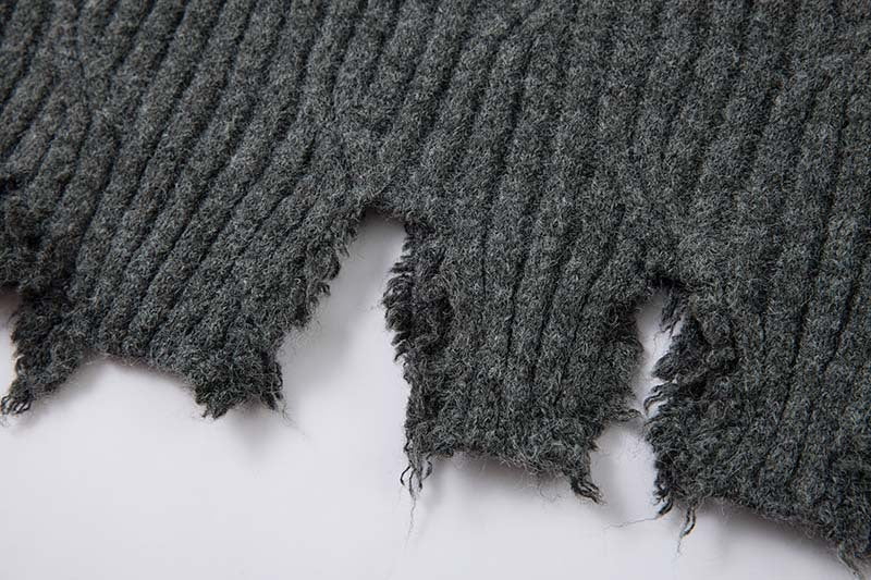 Knitted Distressed Diamond Pattern | Raw Edge Sweater