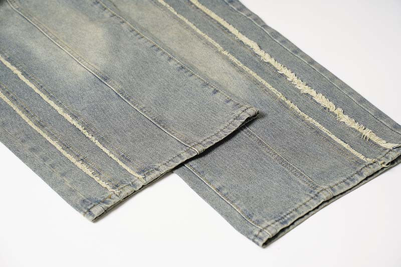 Washed Distressed Raw Edge | Baggy Jeans - Santo