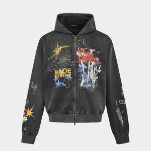 Grunge Graffiti | Full-Zip Hoodie - Santo